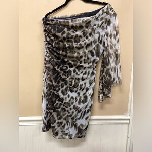 Sophia Christina One Shoulder Animal Print Body Con Dress Size 14